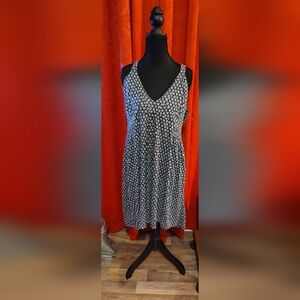 LOFT Black and White Patterned Midi Dress